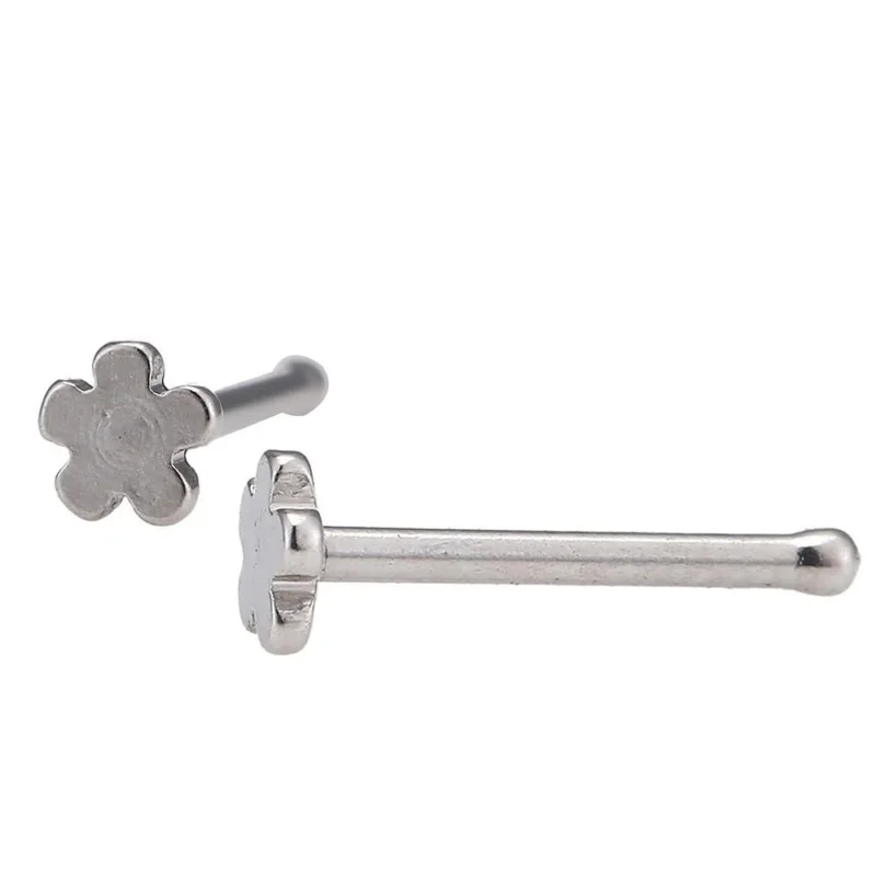 modischer Piercing mini straight Barbell aus Edelstahl silber Farben Blüte - chic - net.de