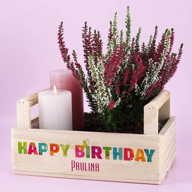 Holzkiste "Hapy Birthday" mit Name bedruckt