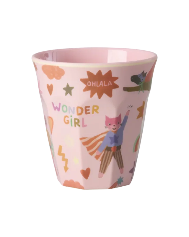 RICE - Becher aus Melamin Hero Print Pink Medium