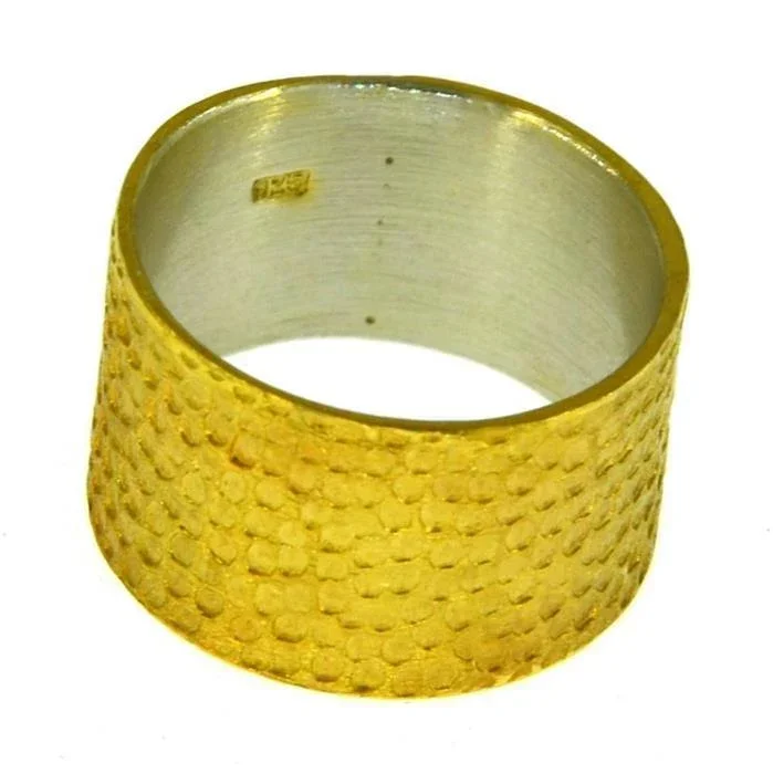 Ring Silber vergoldet Kreise Waben gestempelt breit - chic - net.de