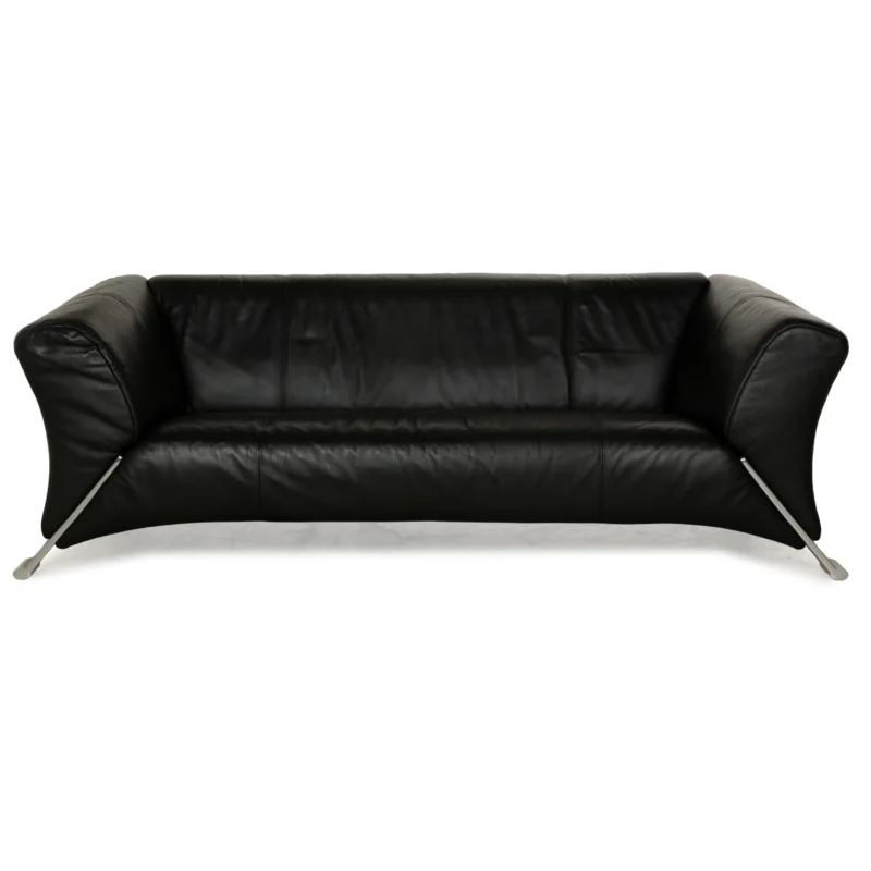 Rolf Benz 322 Leder Dreisitzer Schwarz Sofa Couch