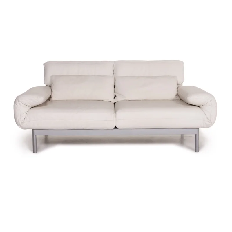 Rolf Benz Plura Leder Sofa Weiß Zweisitzer Funktion Relaxfunktion Couch #14869