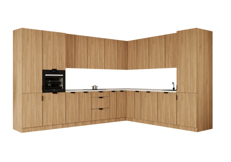 Winkelküche 345 x 285 cm Ohne Arbeitsplatte Eckküche Einbauküche , Sorento KS12-M345 , Sonoma Eiche