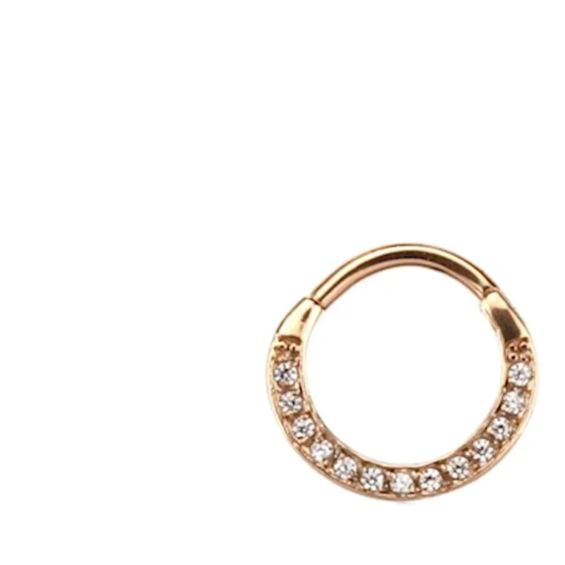 Segmentring Piercing Kristalle Edelstahl Gold PVD - chic - net.de