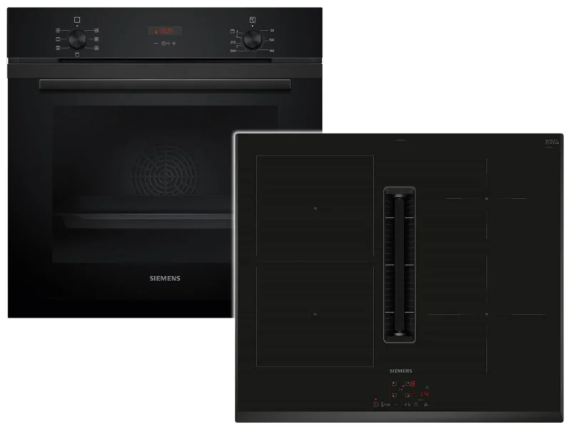 Siemens EQ226EA51Z Set Backofen Deep black inox HB213ABB3 + Induktionskochfeldabzug ED651BS16E