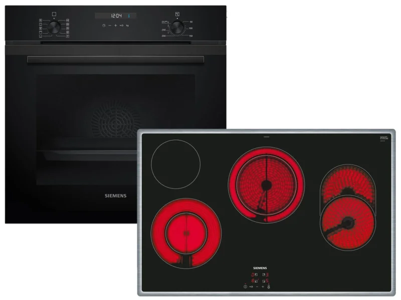 Siemens Set EQ524K3BZ Backofen Deep Black Inox HB237GBB3 + Glaskeramikkochfeld autark ET845HH17