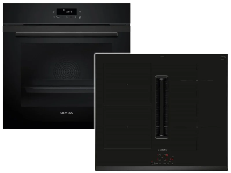 Siemens Set PQ226EA51Z Pyrolyse Backofen Deep black inox HB271ABB3 + Induktionskochfeldabzug ED651BS16E