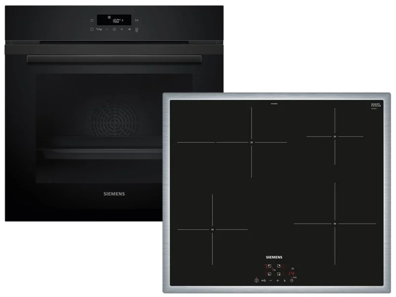 Siemens Set PQ223IA00Z Pyrolyse Backofen Deep black inox HB271ABB3 + Induktionskochfeld autark EH64KBFB5E