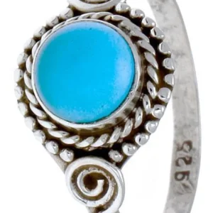 Silberringe Chalzedon Seile Spiralbögen Kreise rund türkis schmal 925er Sterling Silber Ringe - chic - net.de