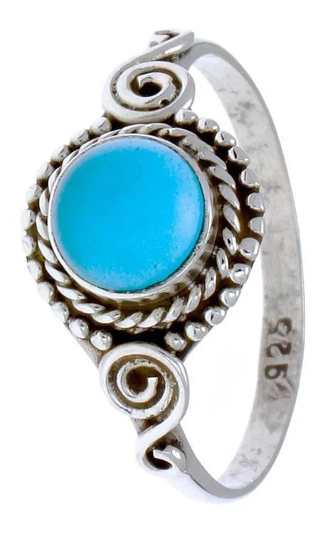 Silberringe Chalzedon Seile Spiralbögen Kreise rund türkis schmal 925er Sterling Silber Ringe - chic - net.de