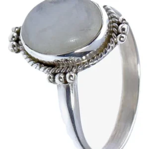 Silberringe Mondstein Rand Seil Schnörkel viermal oval 925er Sterling Silber Ringe Schmuck - chic - net.de