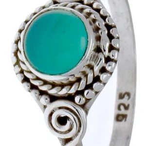 Silberringe Onyx Stein Seile Spiralbögen Kreise rund grün schmal 925er Sterling Silber Ringe - chic - net.de