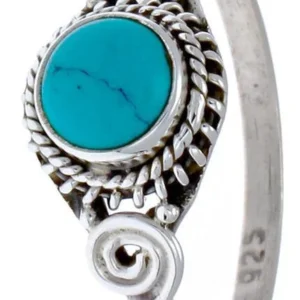 Silberringe Türkis Stein Seile Spiralbögen Kreise rund schmal 925er Sterling Silber Ringe Schmuck - chic - net.de