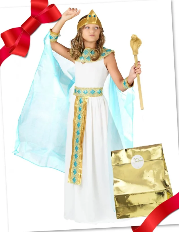 Ägypterin-Geschenke-Set für Kinder Fasching weiss-türkis-gold