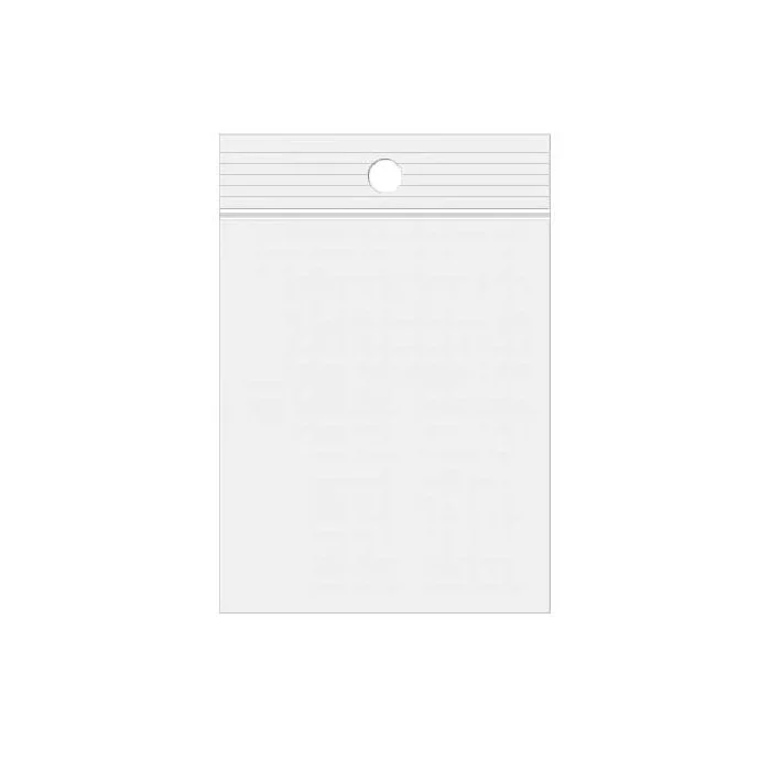 Grip Seal Bags with Hang hole 7.5x10cm Crystal Clear PP 50 micron